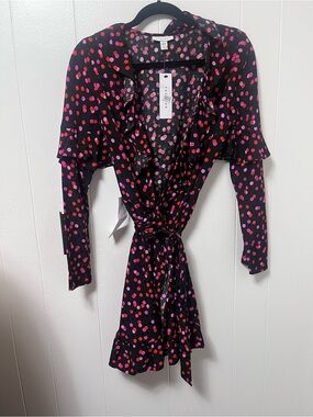 Topshop Black Dress with Pink and Red Polka Dots